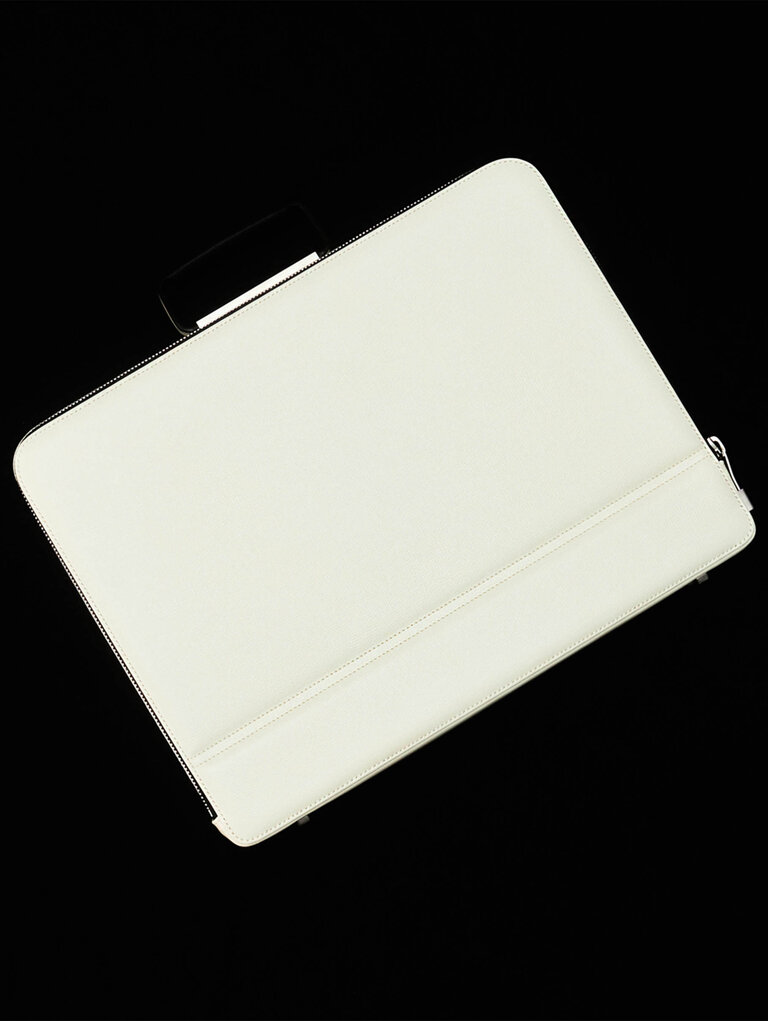 Valextra leather designer briefcase in Pergamena white